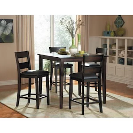 Transitional 5Pc Counter Height Table and Chair Set